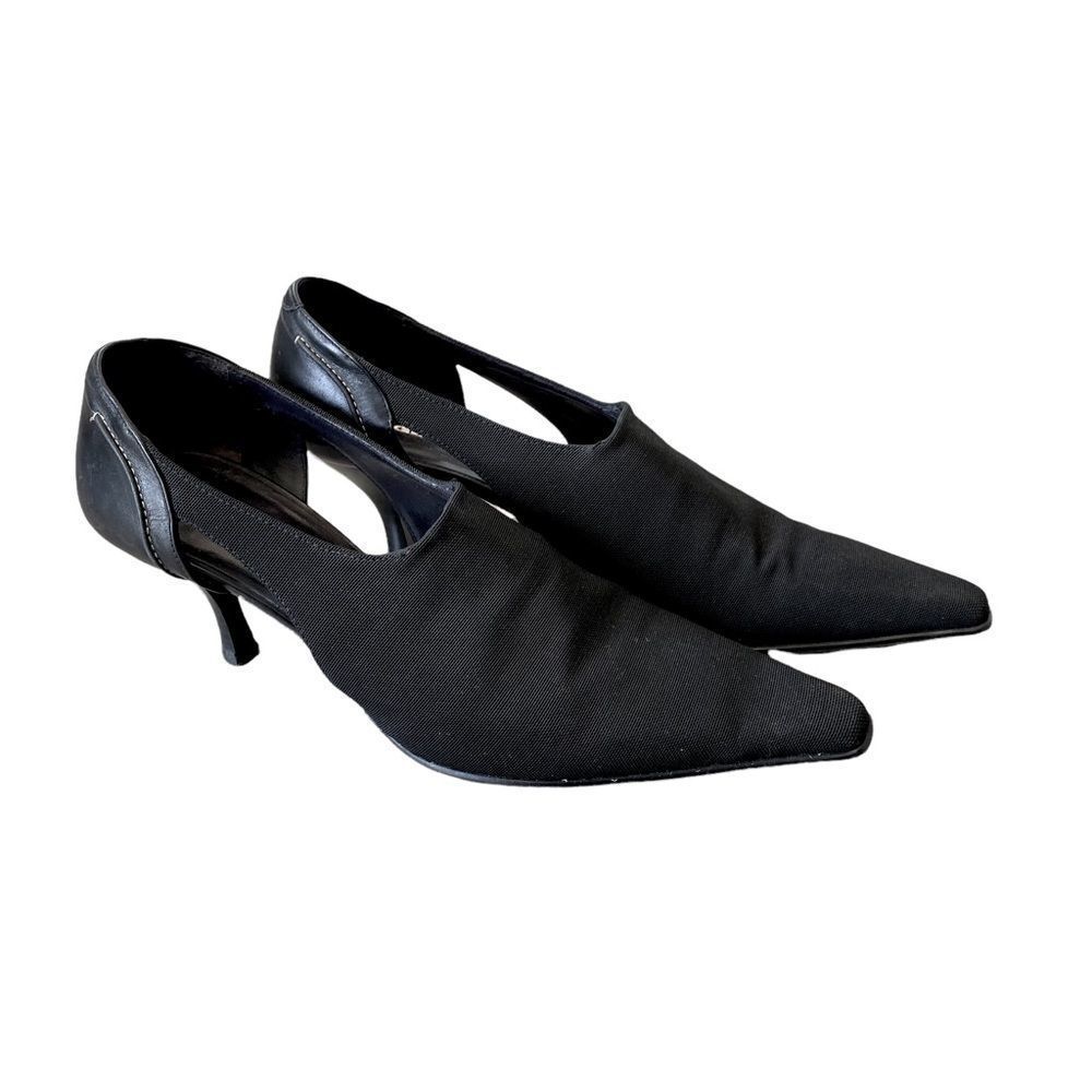 Donald J Pliner Women’s 8 Black Cut Off Pointed Toe Kitten Heel Shoes